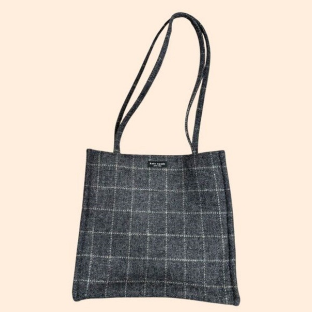 Gray Plaid Tote Bag